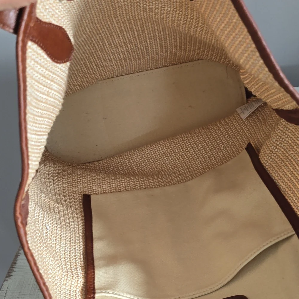 Madewell The Leather-Trimmed Straw Tote In Rustic Twig Multi - Picture 11 of 15
